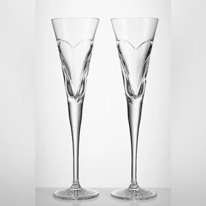 Waterford Wishes Collection - Love & Romance Crystal Champagne Flutes - Pair